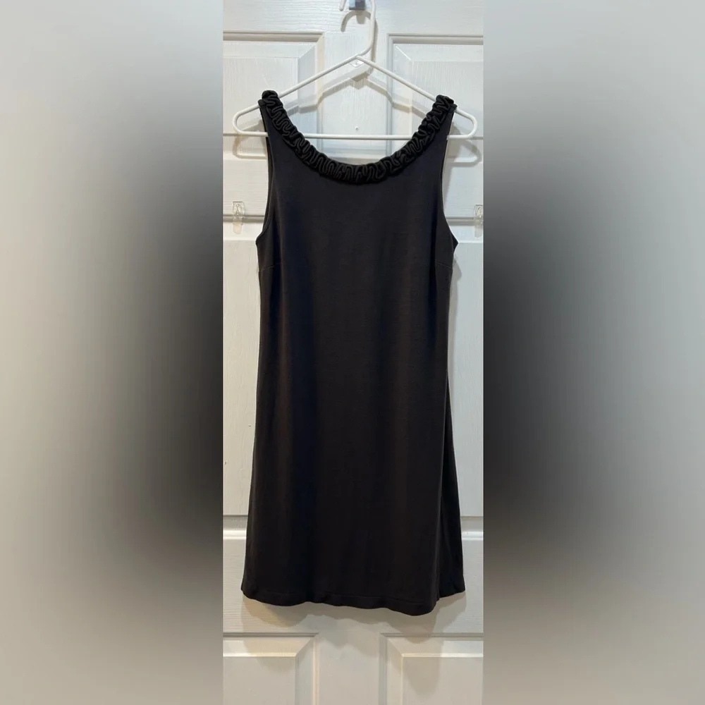 J. Crew‎ Jersey Knit Sleeveless Mini Dress Ruffle Neckline Preppy Casual Short M